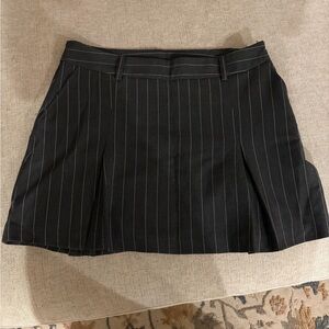 Women's Black Pinstripe Pleated Skirt